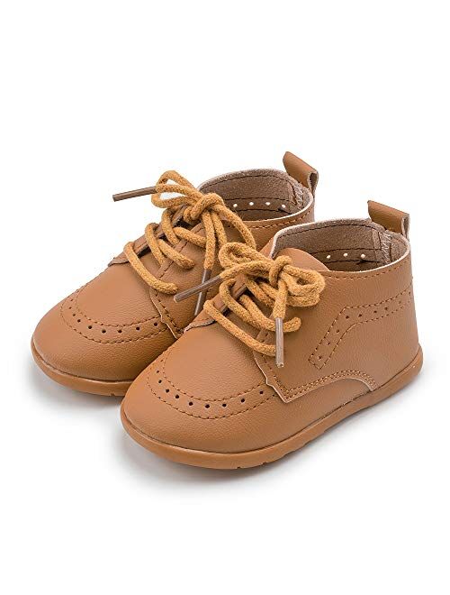 Meckior Infant Baby Boys Girls Classic PU Leather Wedding Loafers Brogue Toddler Oxford Dress Shoes First Steps Walking Flat Lazy Crib Shoe