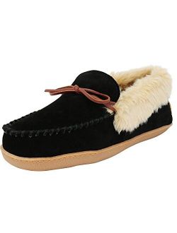 Men's Justin Faux Fur Lined Whipstitch Moccasin Slipper
