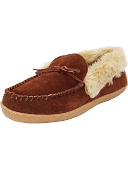 Men's Justin Faux Fur Lined Whipstitch Moccasin Slipper