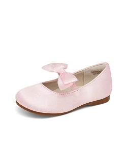 Girl's Mary Jane Front Bow Elastic Strap Ballerina Flat