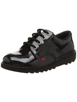 Kickers Kick Lo Core Black Leather Unisex Lace Up School Shoes