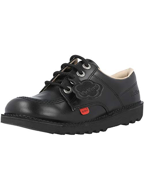 Kickers Kick Lo Core Black Leather Unisex Lace Up School Shoes