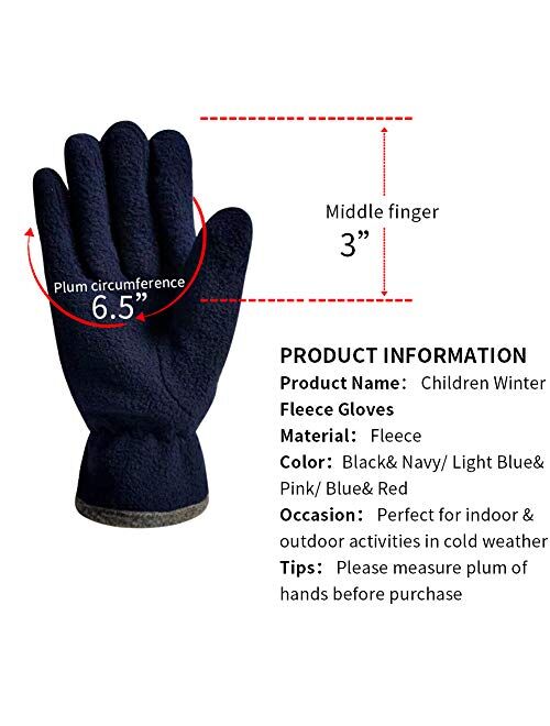 Winter Fleece Gloves Warm Kids Sport Gloves Boys Girls Lined Thick Mitten