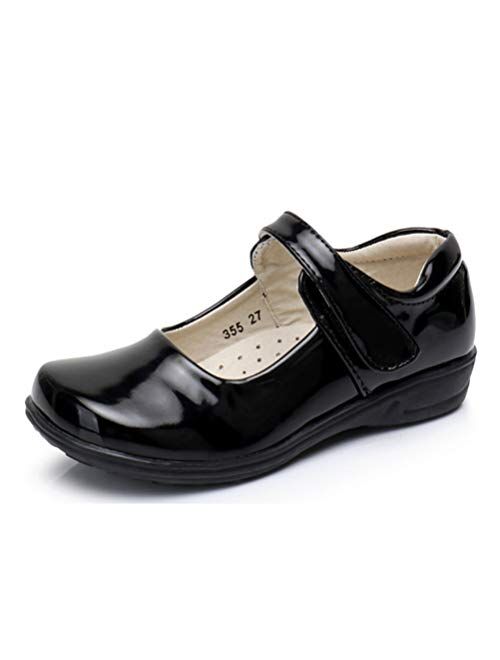 Akk Girl's Mary Jane School Uniform Shoes Strap Dress Uniform Flats Black (Toddler/Little Girl/Big Girl)