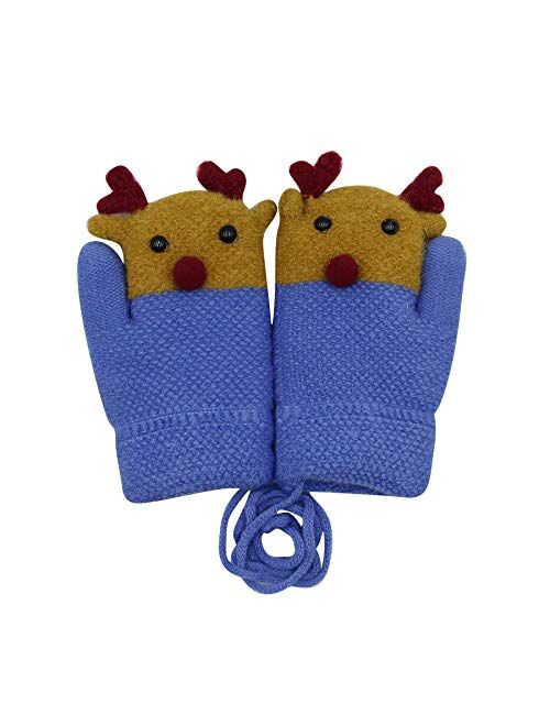 RARITY-US Unisex Warm Soft Winter Knit Gloves for Kids Boys Girls Glove with Dog Mittens (2 to 9Y)