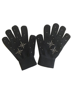 Fashion Every Day @Fedol Girls Ice Skating Gloves Magic Stretch with Rhinestones Snow Flakes