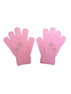 Fashion Every Day @Fedol Girls Ice Skating Gloves Magic Stretch with Rhinestones Snow Flakes