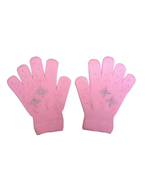 Fashion Every Day @Fedol Girls Ice Skating Gloves Magic Stretch with Rhinestones Snow Flakes