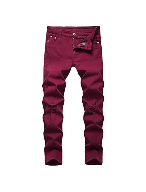 NEWSEE Boy's Skinny Fit Ripped Jeans Destroyed Distressed Stretch Denim Slim Jeans Pants