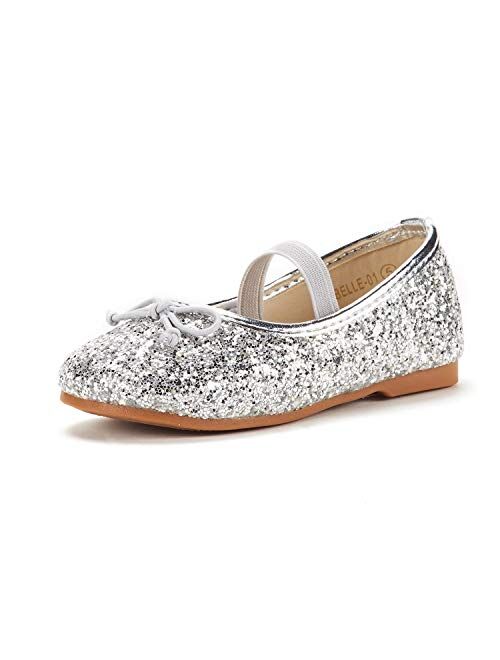 DREAM PAIRS Girl's Toddler/Little Kid/Big Kid Belle_01 Mary Jane Glitter Ballerina Flat Shoes