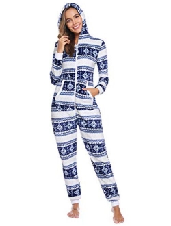 Christmas Family Pajamas Matching Sets Onesie Fleece Hooded Pajamas Pjs Sleepwaer Loungewear