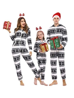 Christmas Family Pajamas Matching Sets Onesie Fleece Hooded Pajamas Pjs Sleepwaer Loungewear