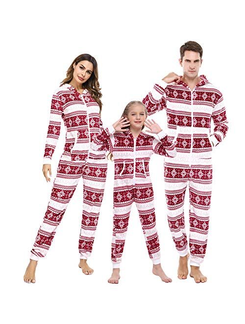 iClosam Christmas Family Pajamas Matching Sets Onesie Fleece Hooded Pajamas Pjs Sleepwaer Loungewear