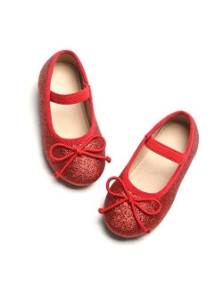 Otter MOMO Toddler Girls Ballet Flats Mary Jane Dress Shoes with Bow Knot