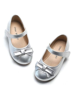 Otter MOMO Toddler Girls Ballet Flats Mary Jane Dress Shoes with Bow Knot