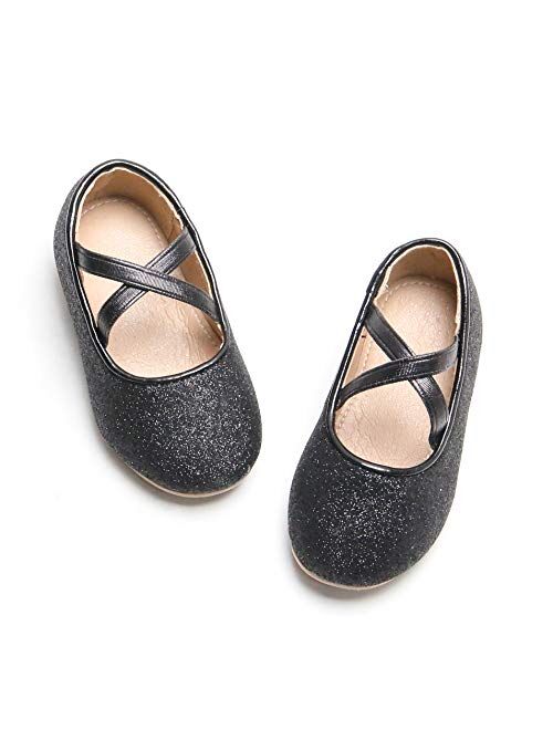 Otter MOMO Toddler Girls Ballet Flats Mary Jane Dress Shoes with Bow Knot