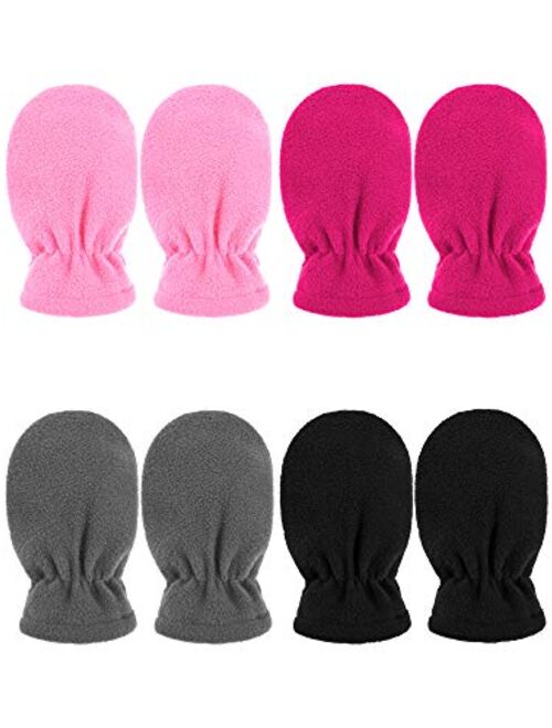 4 Pairs Kid Winter Gloves Child Warm Snow Fleece Mitten Gloves for Baby Infant