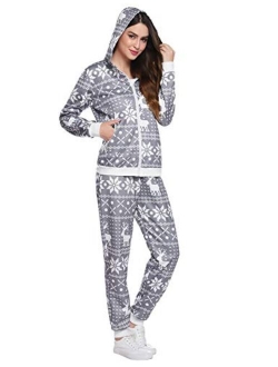 Women's Floral Print Pajama Set Onsies Pajamas Christmas Sweatsuit Outdoor Outfit