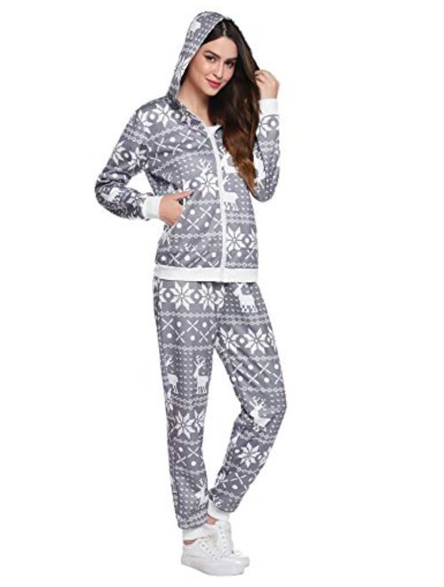 iClosam Women's Floral Print Pajama Set Onsies Pajamas Christmas Sweatsuit Outdoor Outfit