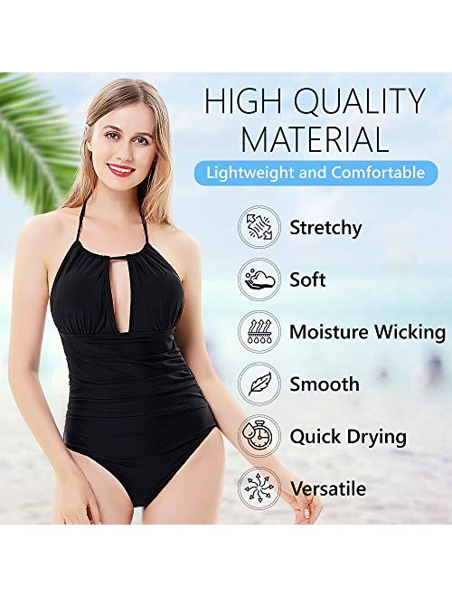 Self Pro Swimsuits for Women, High Waisted Tummy Control Bathing Suits with Adjustable Top