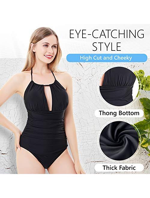 Self Pro Swimsuits for Women, High Waisted Tummy Control Bathing Suits with Adjustable Top