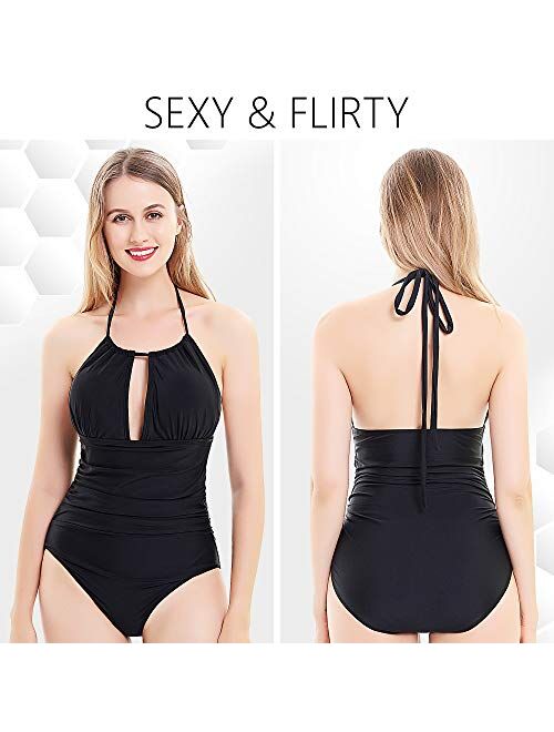 Self Pro Swimsuits for Women, High Waisted Tummy Control Bathing Suits with Adjustable Top