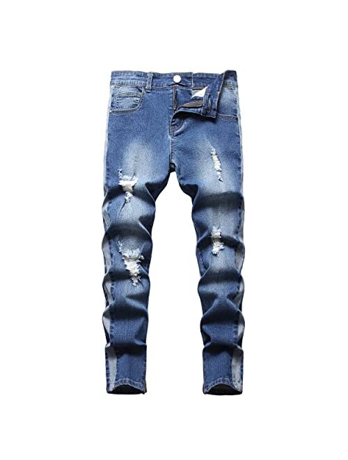 Buy NEWSEE Boy's Moto Skinny Fit Ripped Jeans Distressed Stretch ...