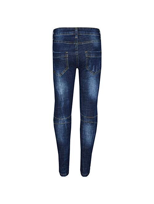 Kids Boys Skinny Jeans Denim Ripped Jeans Stretchy Pants Trousers New Age 3-13 Years