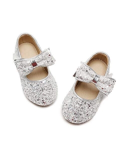 Flaryzone Toddler/Little Girls' Wedding Party Princess Ballet Mary Jane Flat Flower Dress Shoes