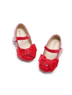 Flaryzone Toddler/Little Girls' Wedding Party Princess Ballet Mary Jane Flat Flower Dress Shoes