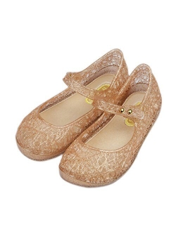 iFANS Girls Princess Jelly Sandals Mary Jane Bird Nest Layered Lines Flat