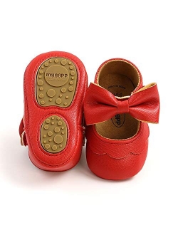 RVROVIC Baby Girls Shoes Soft Sole Mary Jane Flats Princess Dresses Shoes PU Cute Bow Prewalker