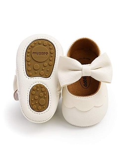 RVROVIC Baby Girls Shoes Soft Sole Mary Jane Flats Princess Dresses Shoes PU Cute Bow Prewalker