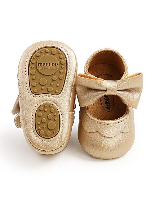 RVROVIC Baby Girls Shoes Soft Sole Mary Jane Flats Princess Dresses Shoes PU Cute Bow Prewalker