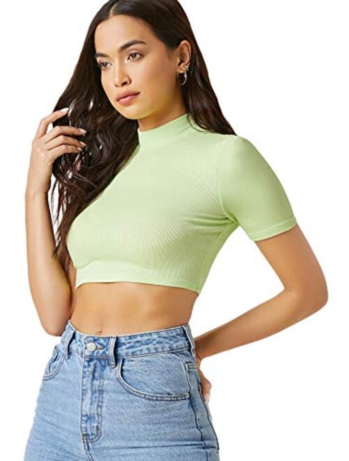 Shein Mock-neck Crop Solid Tee