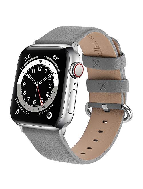 Fullmosa Leather Watch band Compatible for Apple Watch Band 38mm 40mm 42mm 44mm Stainless Steel Silver Buckle Women Men, Replacement Wristbands Strap for iWatch Series 6/