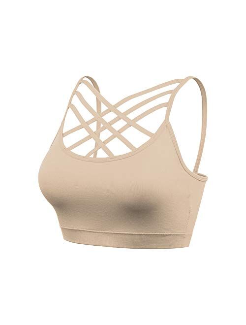 Nolabel Padded Seamless Triple Criss Cross Bralette, Cutout Caged Cami Crop Top