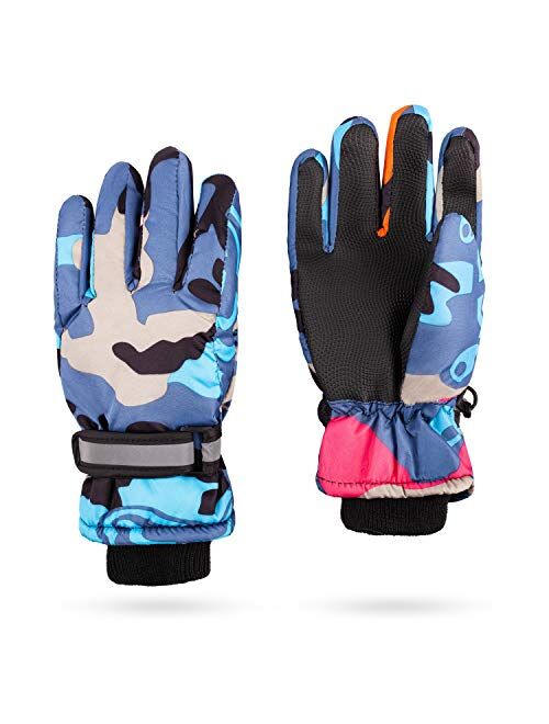 Insulated Winter Cold Weather Ski Gloves for Kids (Boys and Girls) Waterproof Windproof