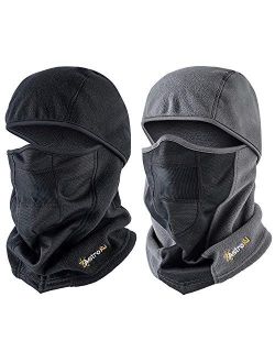 Ski Mask Balaclava Windproof Breathable Face Mask for Cold Weather (Superfine Polar Fleece, Gray and Black Bundle)