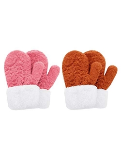 Kids Winter Toddler Mittens Multicolor Soft Knitted Gloves Thick Cold Protection Mitten