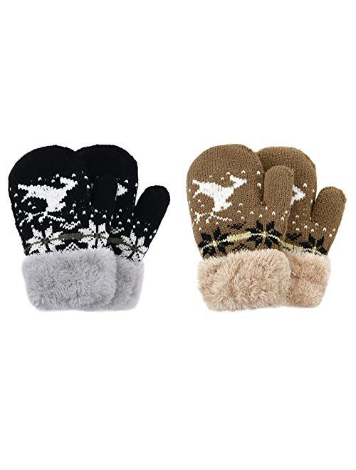 Kids Winter Toddler Mittens Multicolor Soft Knitted Gloves Thick Cold Protection Mitten