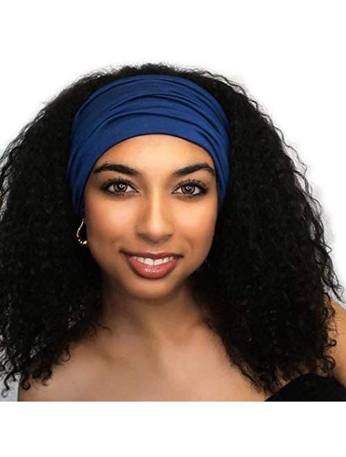 Woeoe African Headbands Knotted Hairbands Black Stylish Head Wraps Wide Elastic Head Scarf for Women and Girls (Pack of 4)