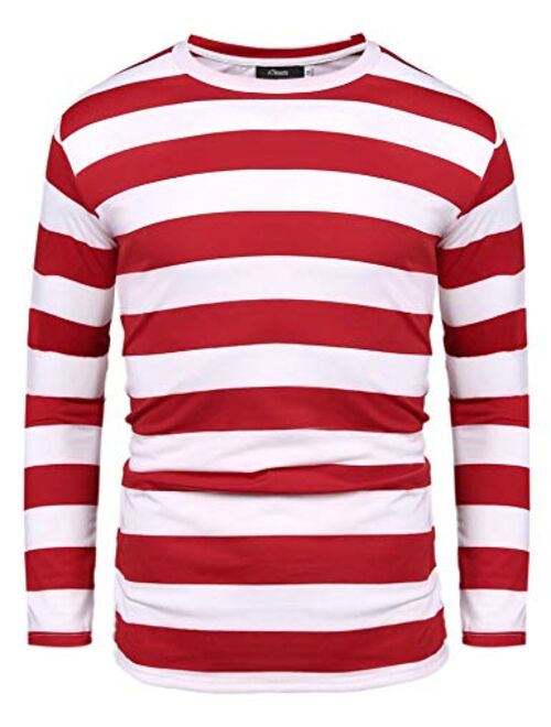 iClosam Mens Long Sleeve Basic Striped Shirt Crew Neck Cotton T-Shirt