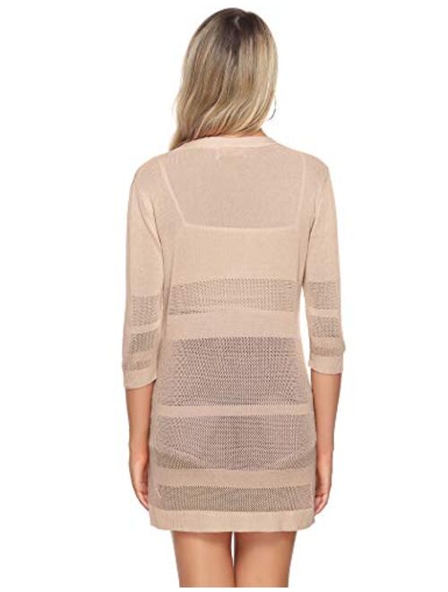 iClosam Womens Casual Knitted 3/4 Sleeve Lightweight Open Front Cardigan Sweater