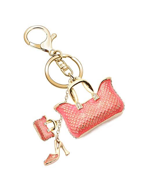 Keychains for Women, Crystal Women Shoes Bags Keychain Rhinestonel Keyring for Women Girls