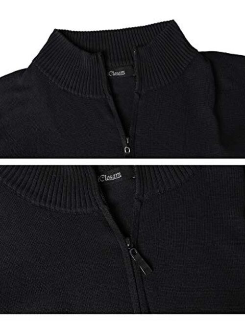 iClosam Mens Casual Slim Fit Zip up Polo Sweaters Mock Neck Pullover Sweaters with Ribbing Edge
