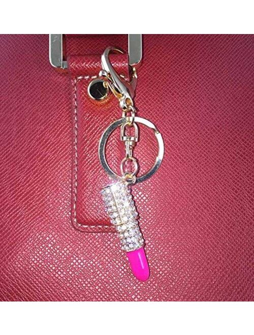 Rhinestone Bling Lipstick Keychain Handbag Purse Charm Womens Gift