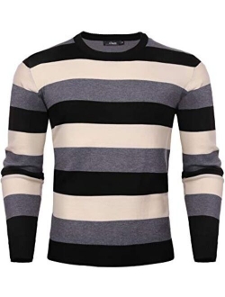 Mens Casual Striped Pullover Sweaters Knitted Tops Lightweight Longsleeve S-XXL