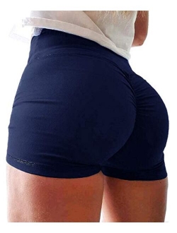 Women's Workout Gym Yoga Shorts High Waist Ruched Butt Lifting Booty Shorts Tummy Control Leggings Running Hot Pants