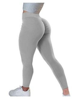 Women's High Waisted Butt Lifting Leggings Ruched Butt Seamless Booty Yoga Pants Tummy Control Sport Tights